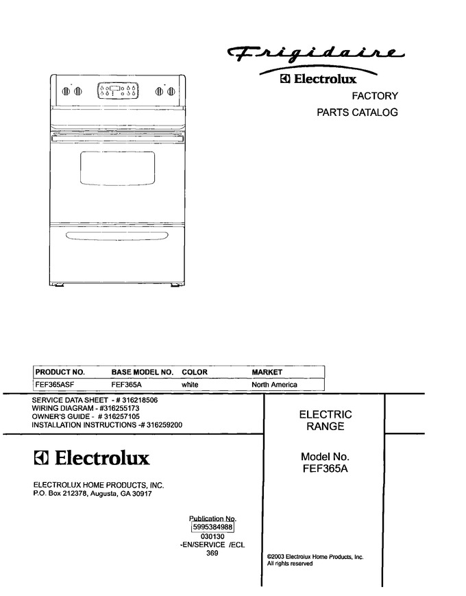 Diagram for FEF365ASF