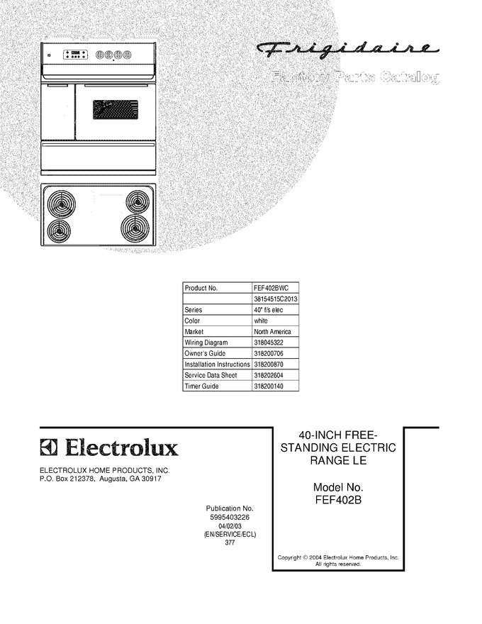 Diagram for FEF402BWC