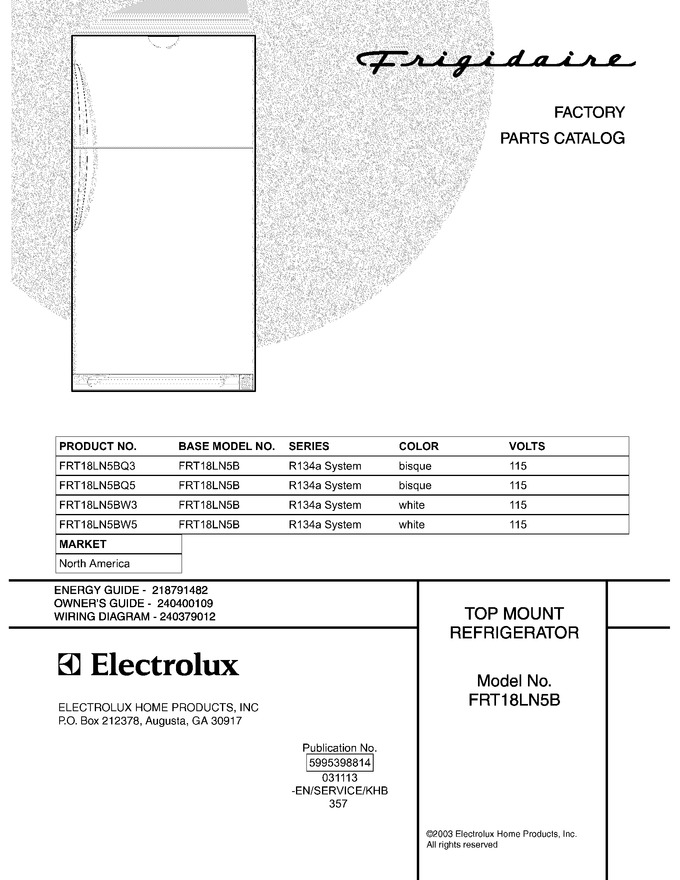 Diagram for FRT18LN5BW3