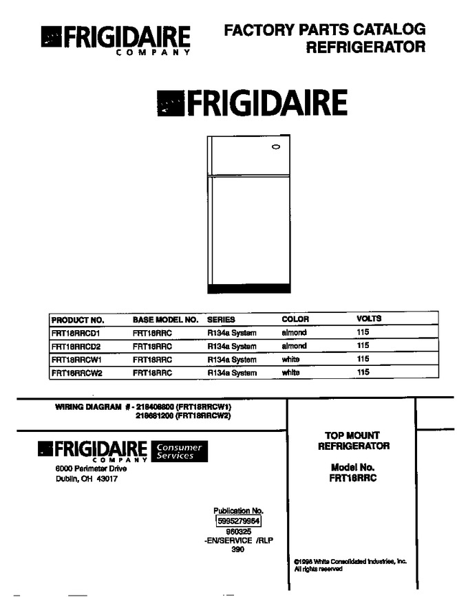 Diagram for FRT18RRCW2