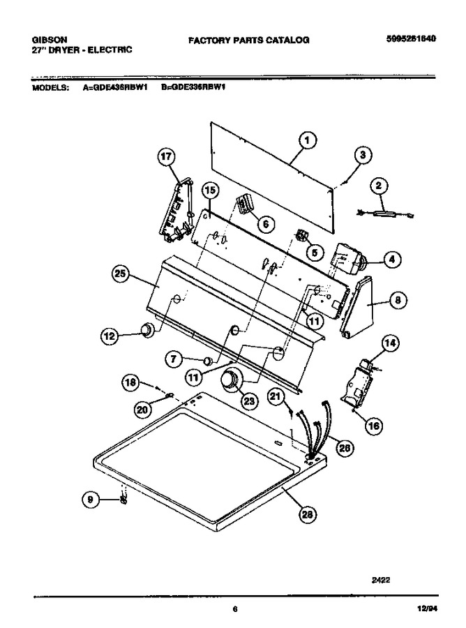 Diagram for GDE436RBW1