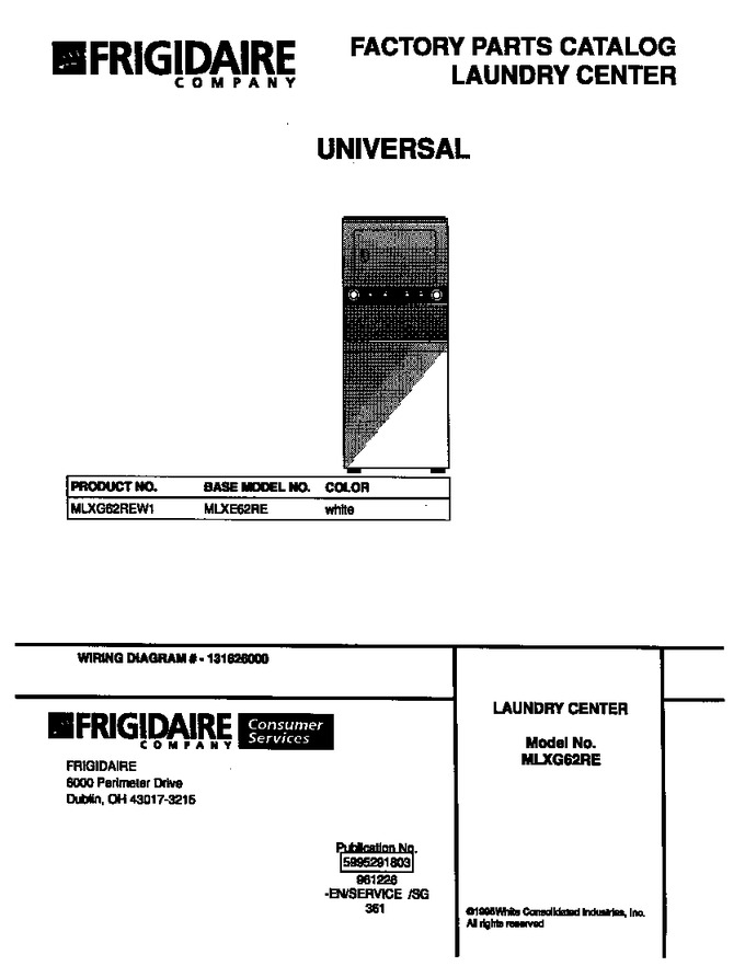 Diagram for MLXG62REW1