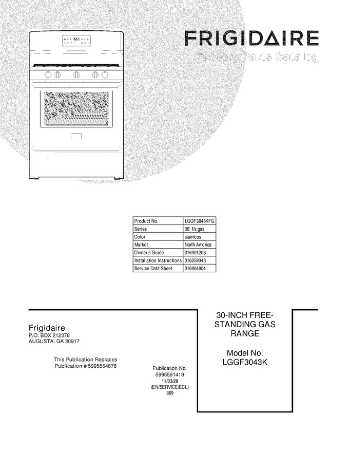 LGGF3043KFG | Automatic Appliance Parts : Appliance Model Lookup