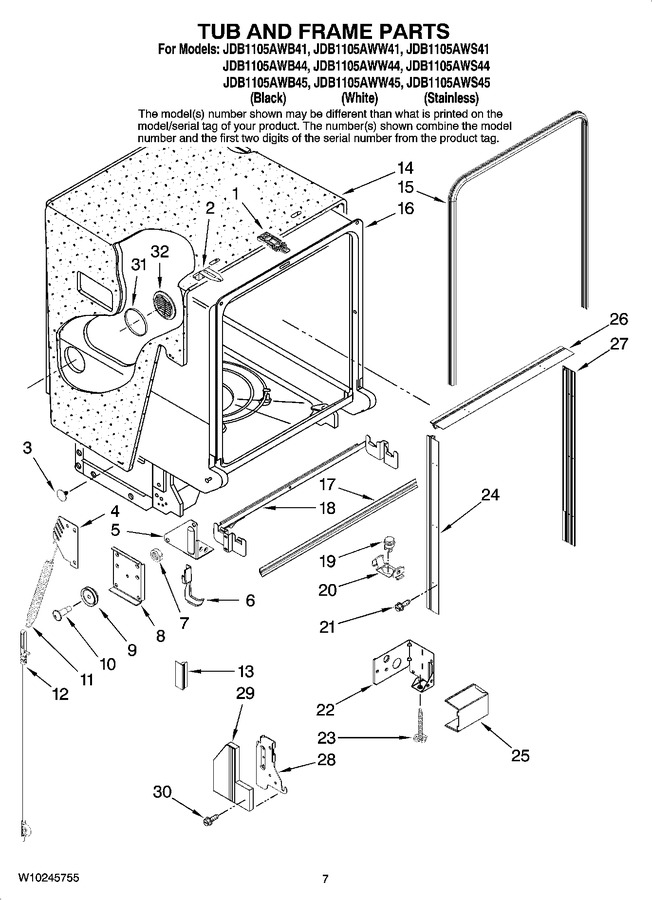 Diagram for JDB1105AWS45