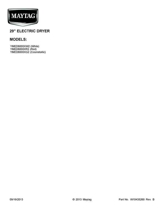 Diagram for YMED6000XW2