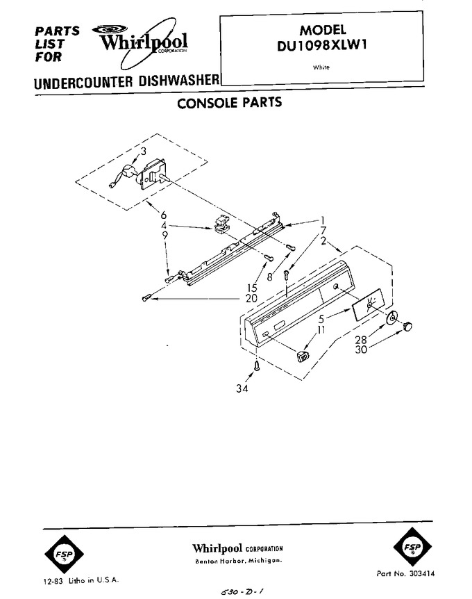 Diagram for DU1098XLW1