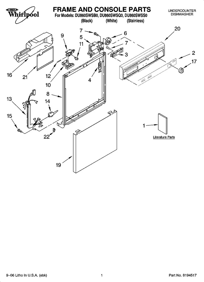 Diagram for DU860SWSQ0