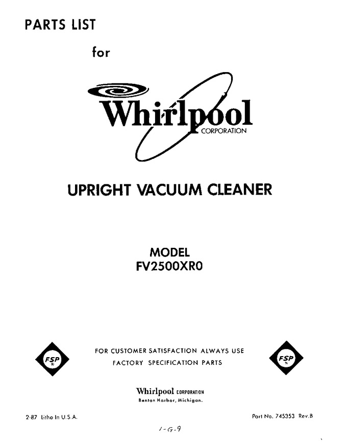 Diagram for FV2500XR0