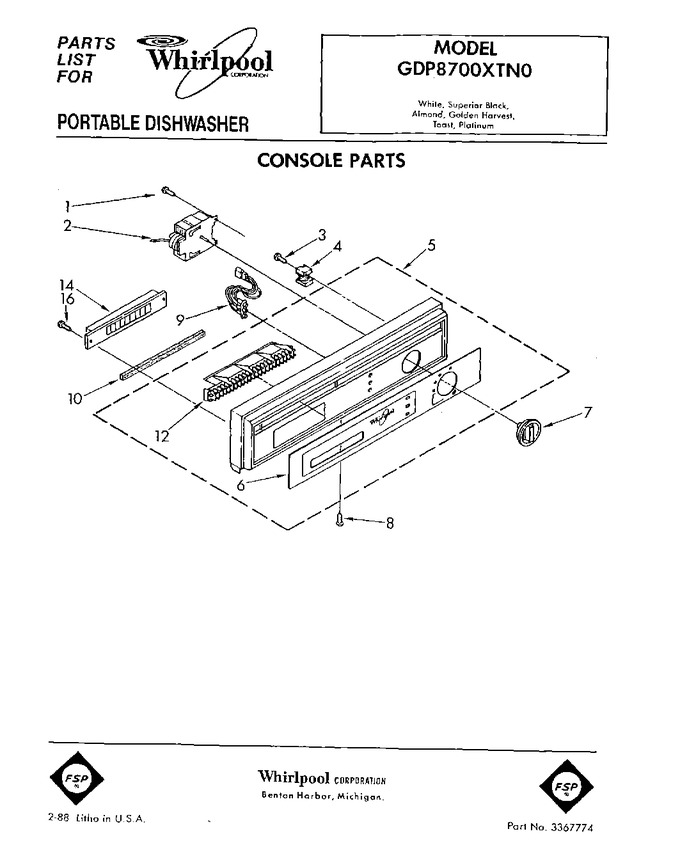 Diagram for GDP8700XTN0