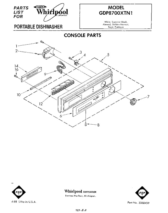 Diagram for GDP8700XTN1