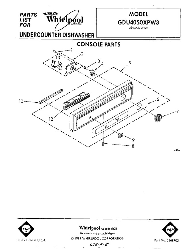 Diagram for GDU4050XPW3