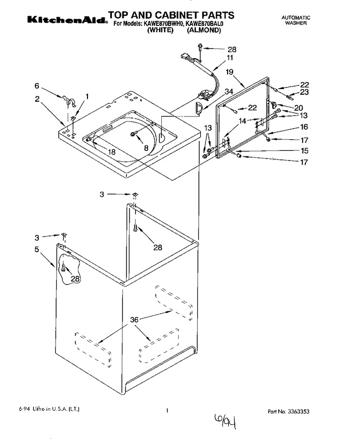 Diagram for KAWE870BAL0