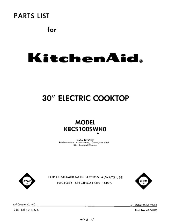 Diagram for KECS1040WH