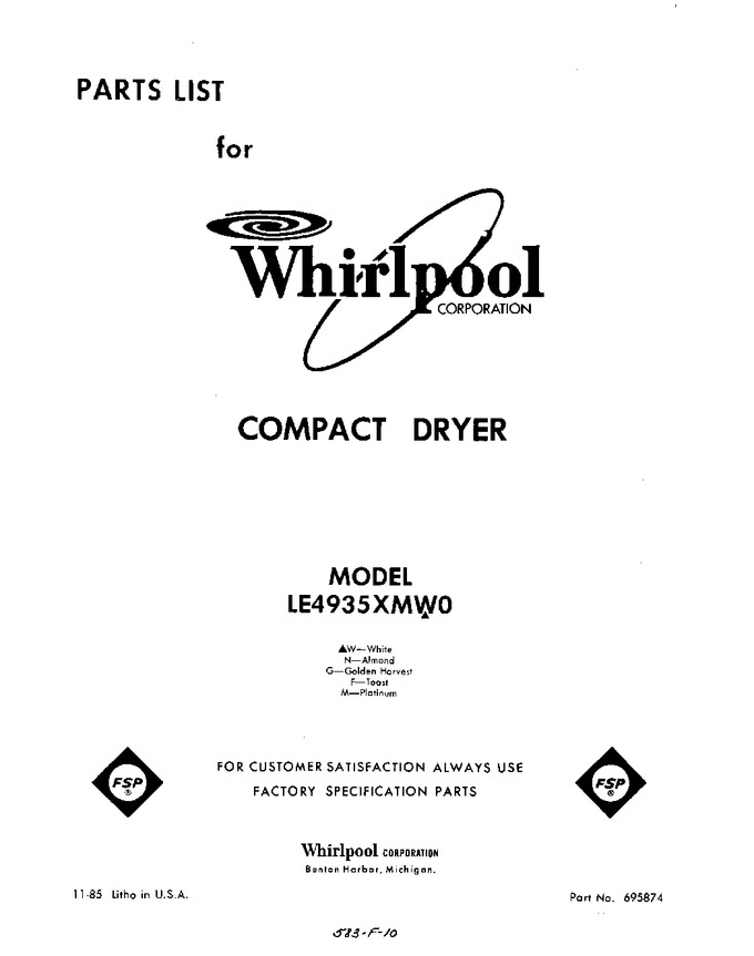 Diagram for LE4935XMW0