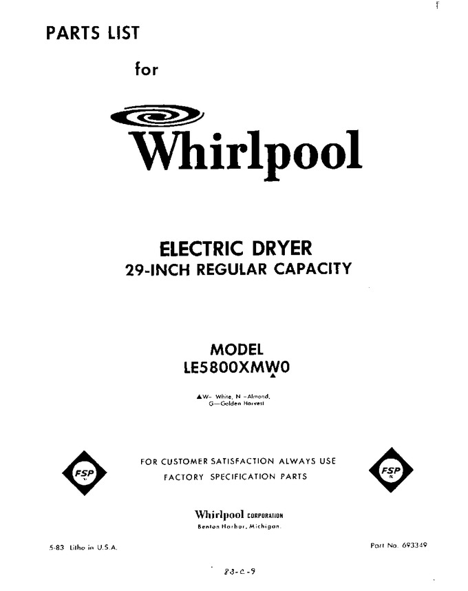 Diagram for LE5800XMW0