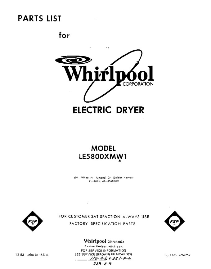 Diagram for LE5800XMW1