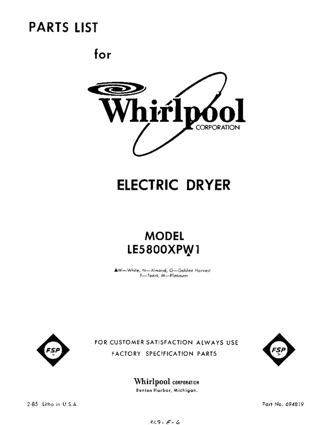 Diagram for LE5800XPW1