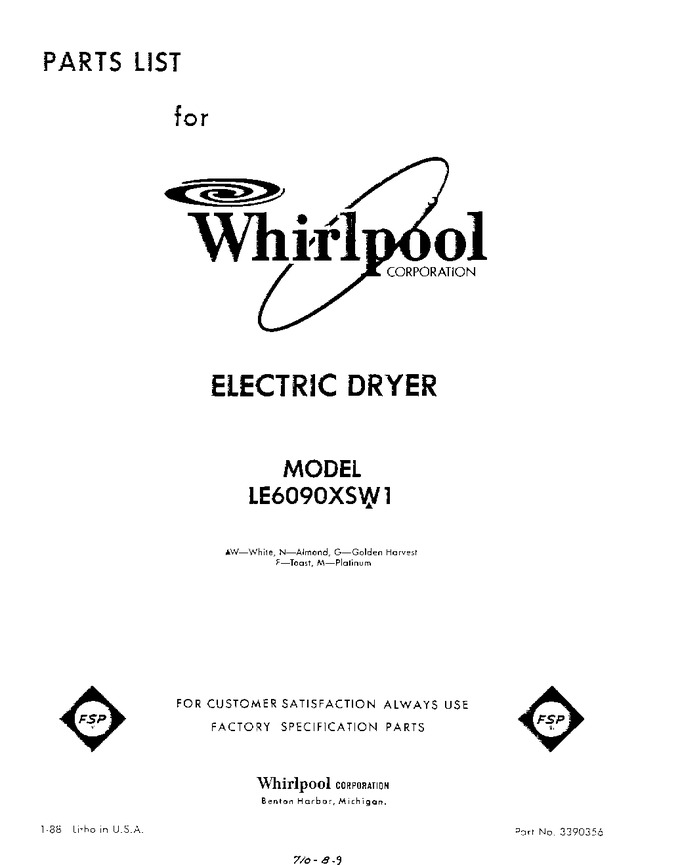 Diagram for LE6090XSW1