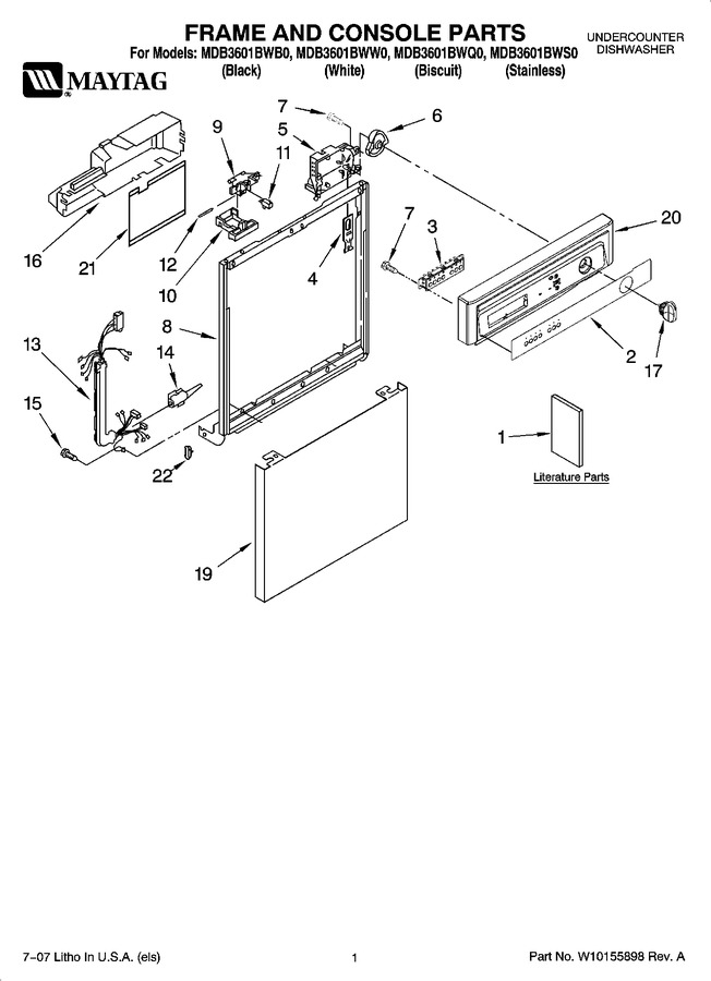 Diagram for MDB3601BWB0