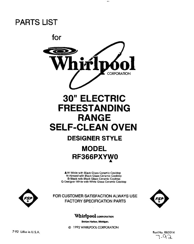 Diagram for RF366PXYW0