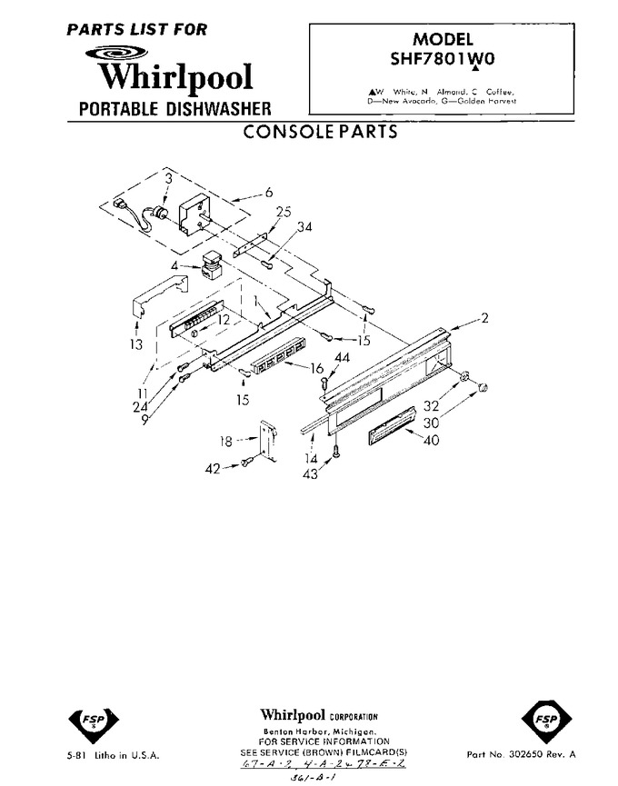 Diagram for SHF7801W0