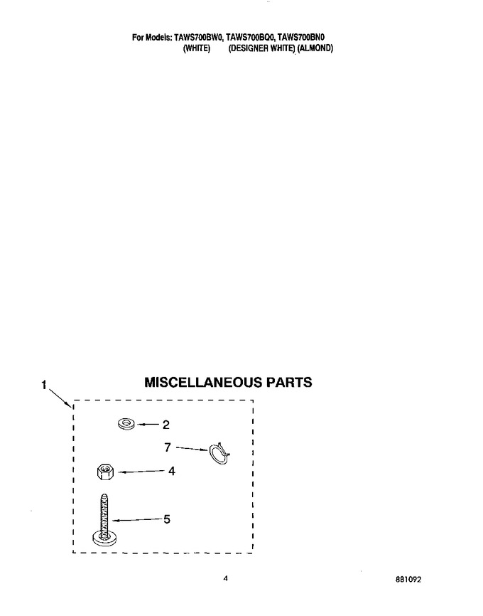 Diagram for TAWS700BQ0