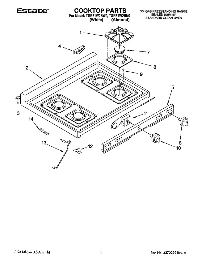 Diagram for TGR61W2BW0