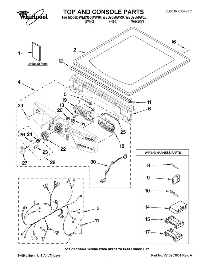 Diagram for WED9550WW0