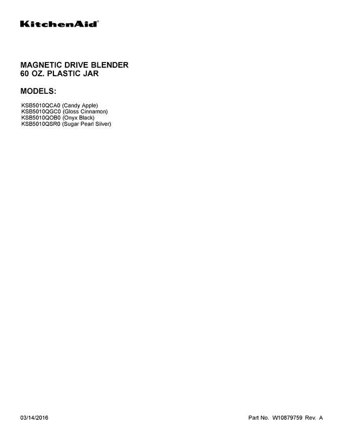 Diagram for KSB5010QOB0