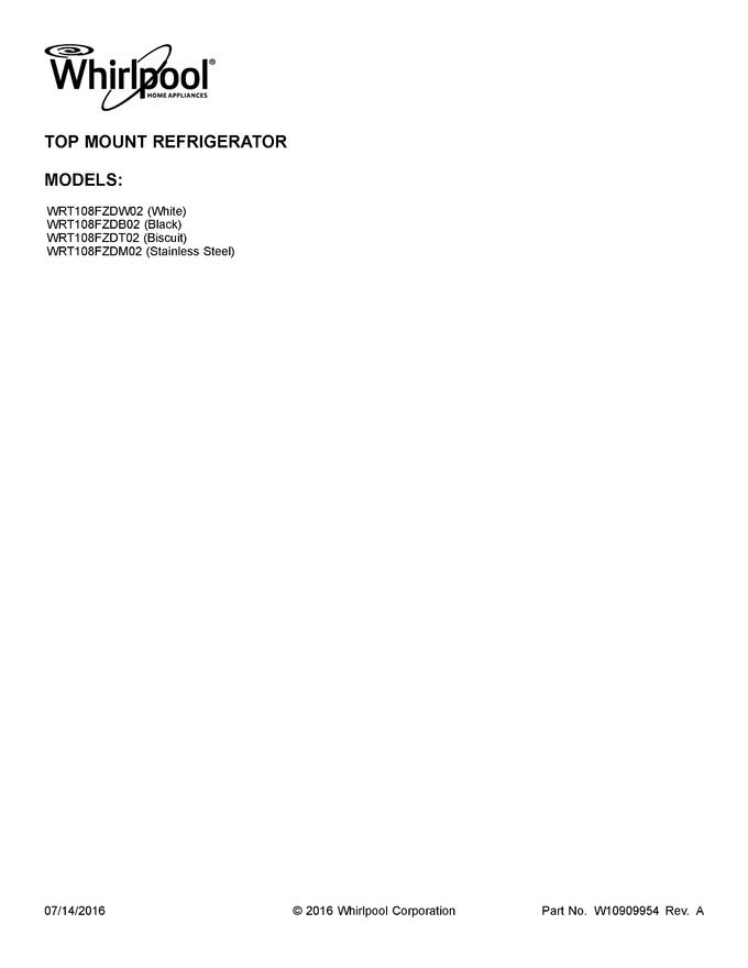 Diagram for WRT108FZDW02