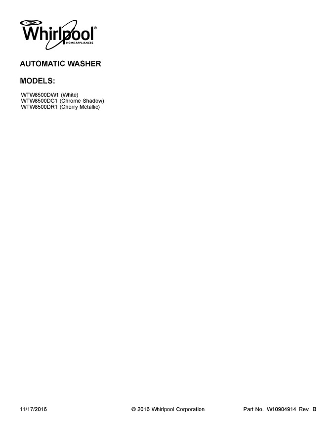 Diagram for WTW8500DR1