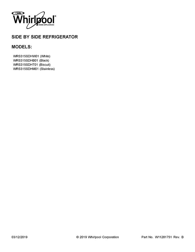 Diagram for WRS315SDHW01