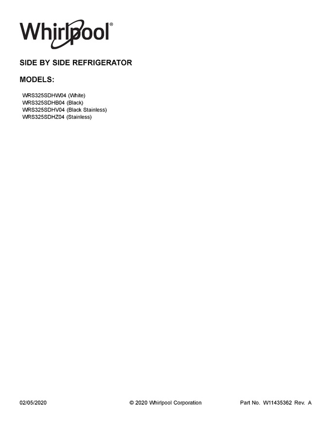 Diagram for WRS325SDHW04