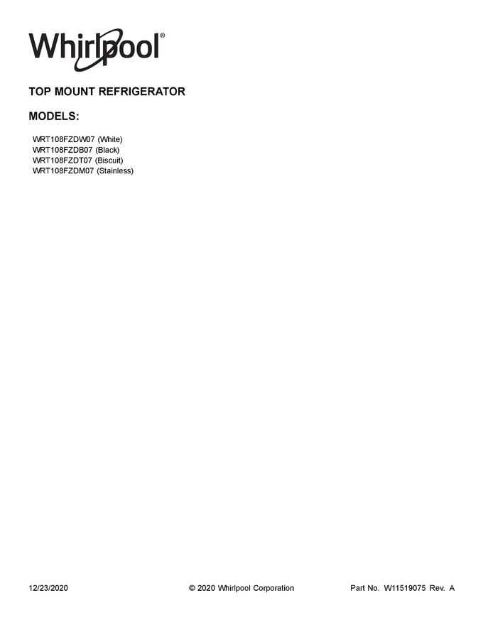 Diagram for WRT108FZDW07