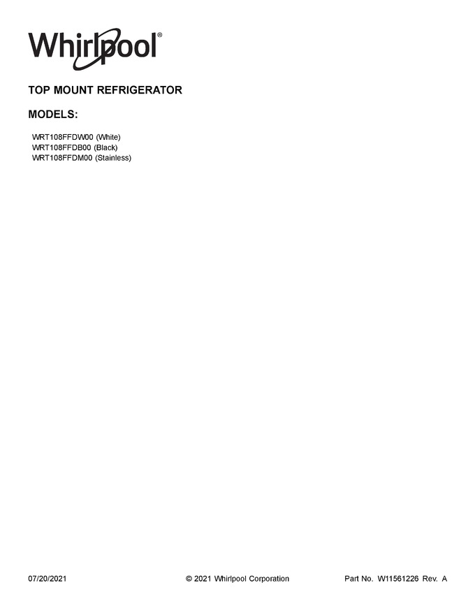 Diagram for WRT108FFDB00