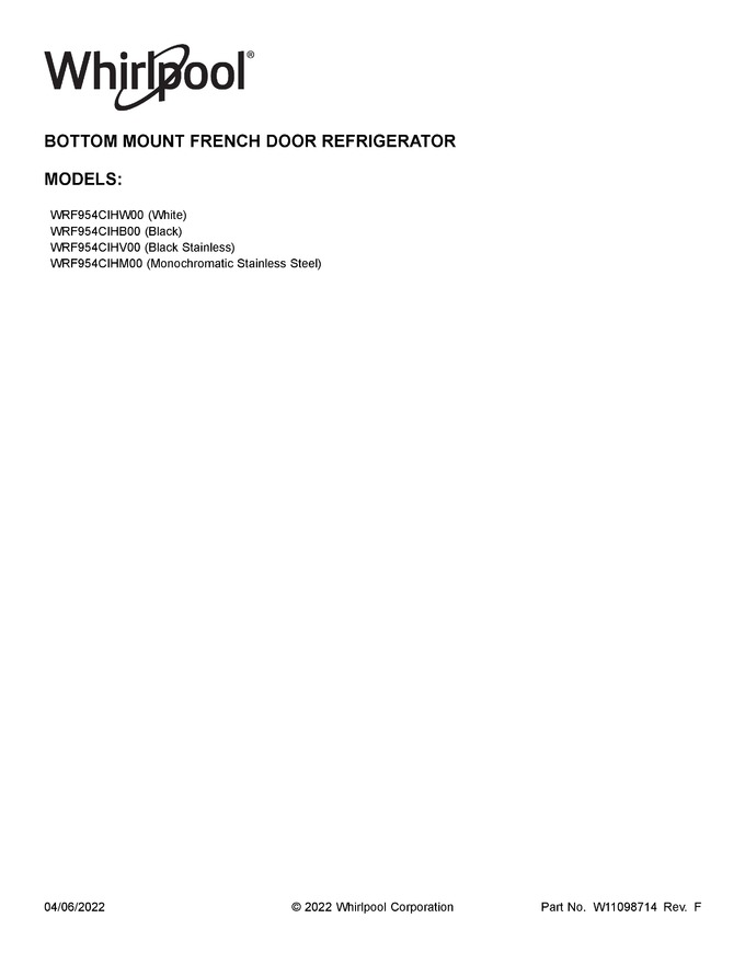 Diagram for WRF954CIHB00