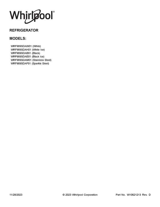 Diagram for WRF989SDAM01